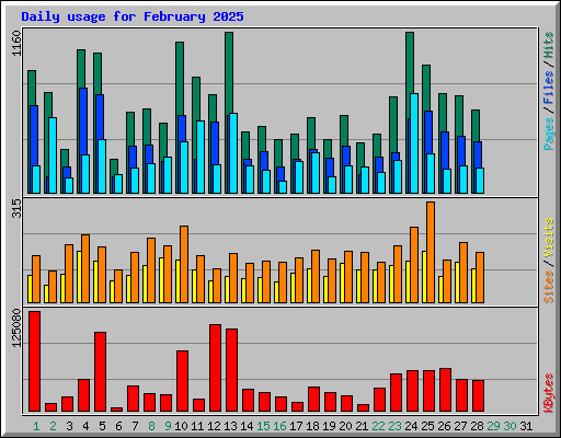 Daily usage for February 2025