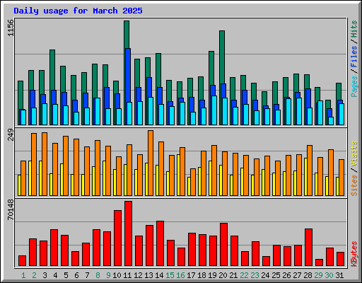 Daily usage for March 2025